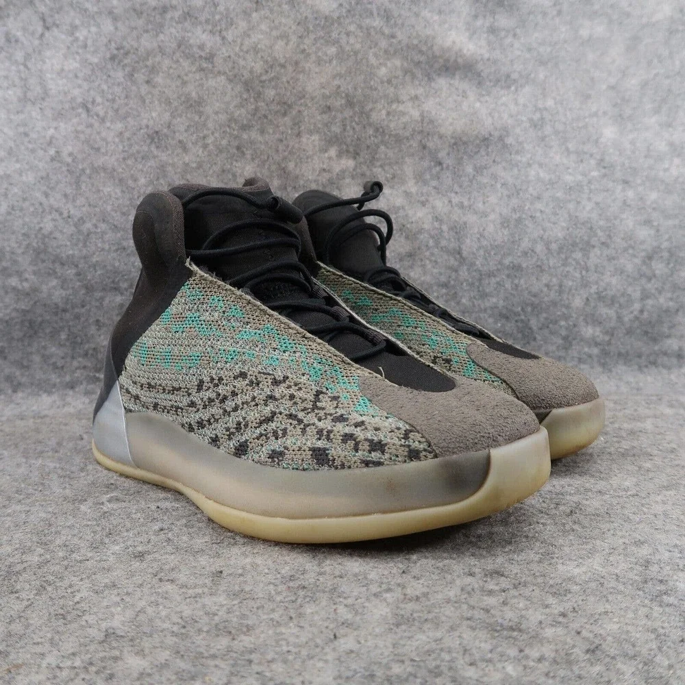 Adidas Shoes Kids 2.5 Yeezy QNTM Quantum Sneakers Teal Blue Hi Top Street Style